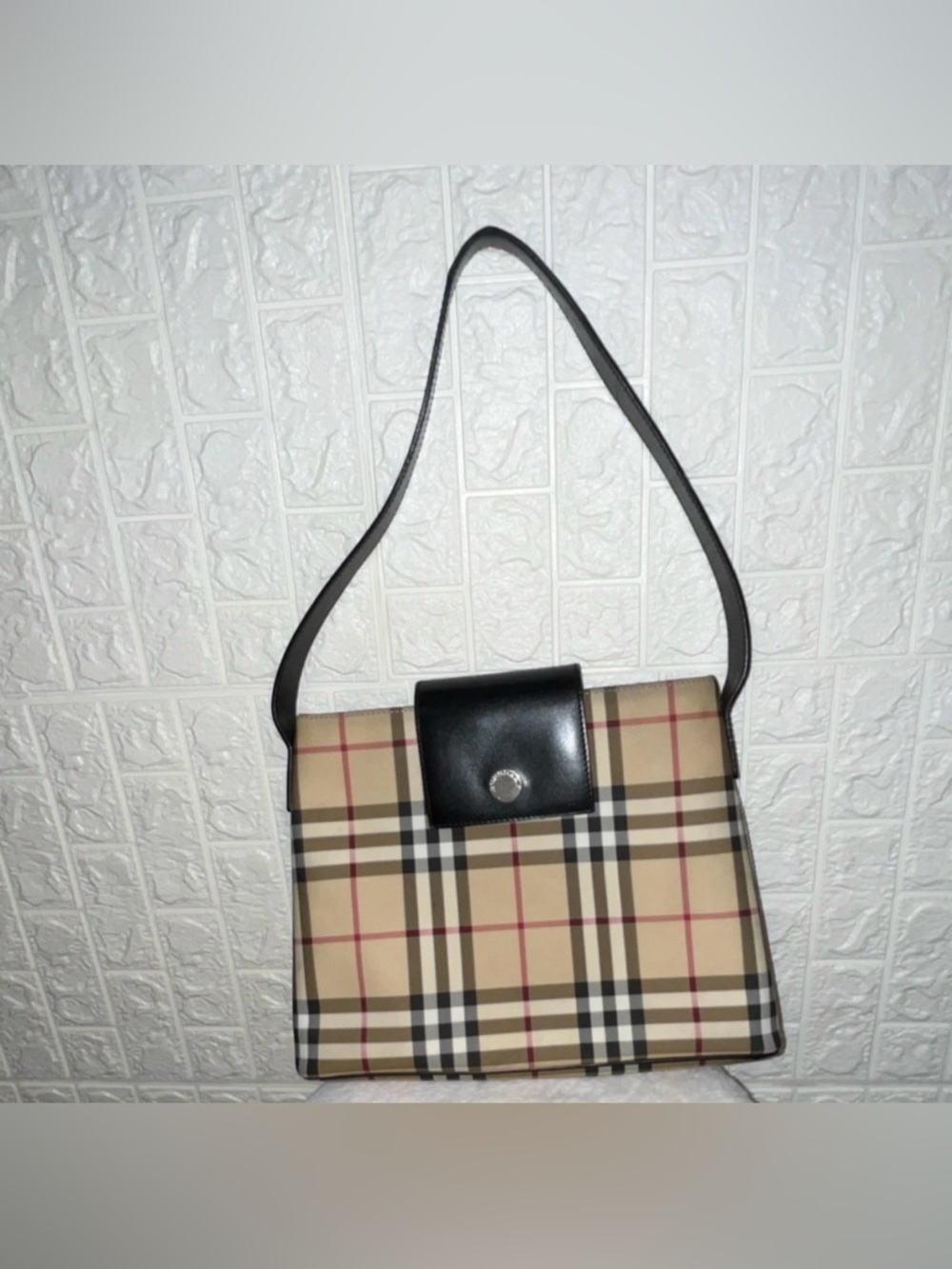 Burberry Plaid Shoulder Bag with Black Flap